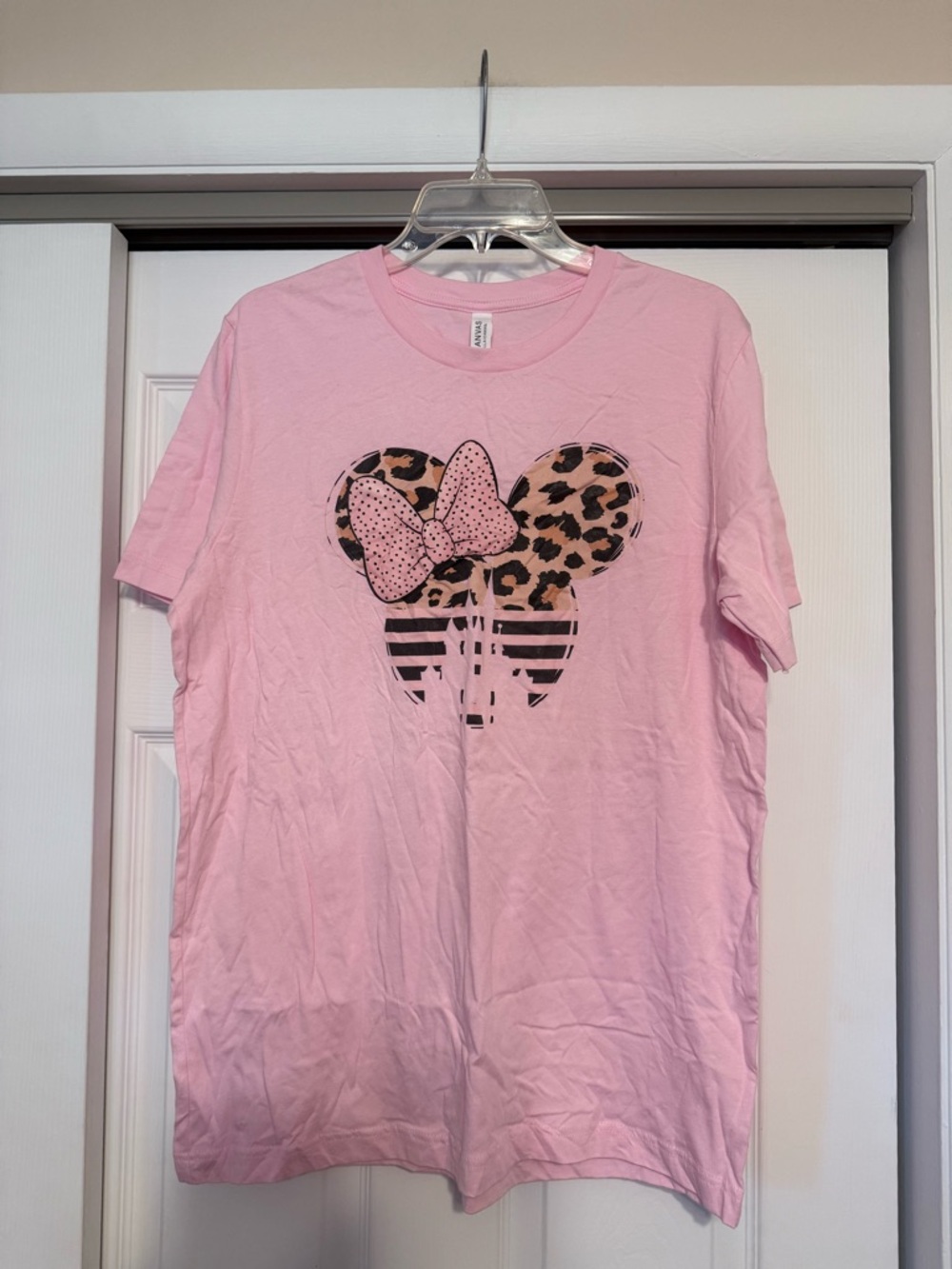 *Bella Canvas Women’s Pink Tee with Minnie Mouse - Size Large